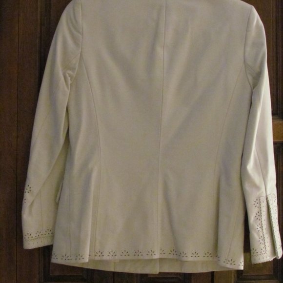 Dana Buchman White Leather Cut-out Jacket - Picture 5 of 7